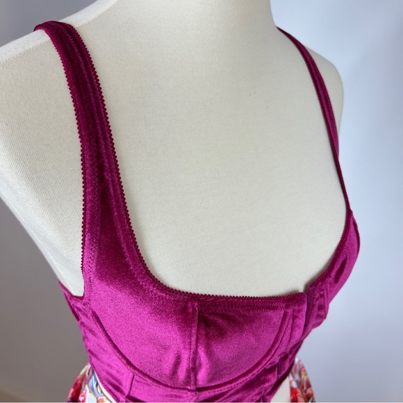 Deep Fuchsia Hook & Eye Velvet Bralette - Picture 7 of 14